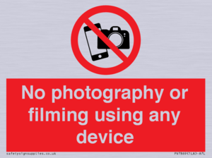 No photography or filming using any device